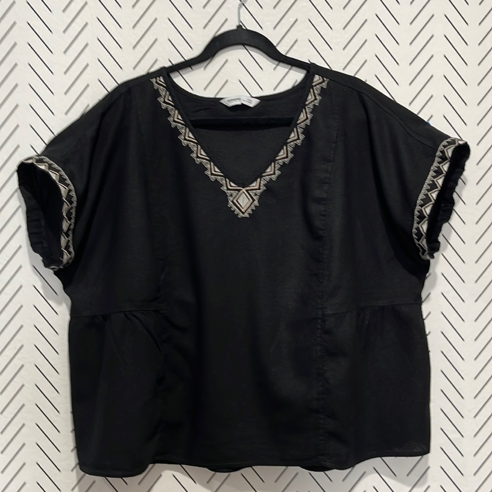 Sonoma Embroidered Top, Linen Blend, Women's PXXL,